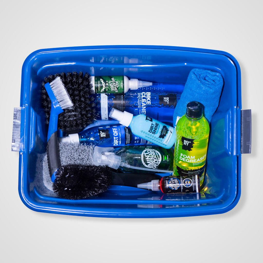 KIT_PREMIUM_DIRT_BOX_CAJA_ALMACENAMIENTO_FOAM_DEGREASER_BIKE_CLEANER_ALL_WEATHER_FORK_LUBE_DIRT_SHINE_DIRT_OFF_MINT_GRANADE_SOFT_BRUSH_HARD_BRUSH_FLEX_BRUSH_CASSETTE_BRUSH_MICROFIBRA_BE_DIRT_BEDIRT_BICICLETA_BICI_MOTOCICLETA_MOTO_DEPORTE_CICLISMO_BTM_RUTA_ENDURO_LIMPIEZA_LIMPIO_LIMPIADORES